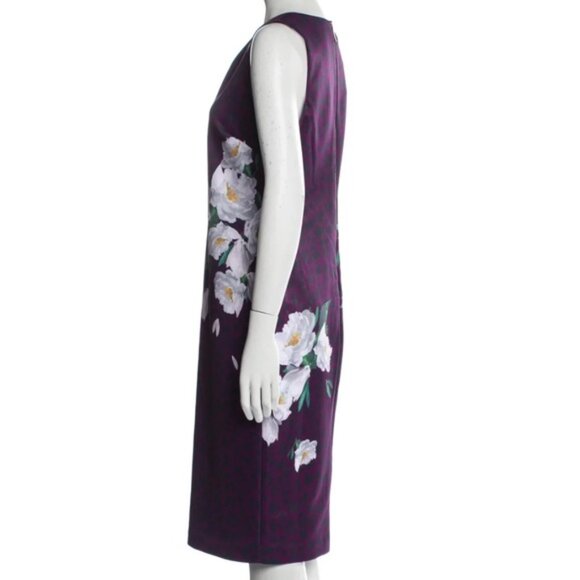 Ted Baker sheath dress purple with flowers - Picture 3 of 5